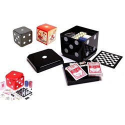 Набор игр 6в1в игральном кубе 15*15*15 см (шахматы,шашки,нарды,домино,кости,покер)