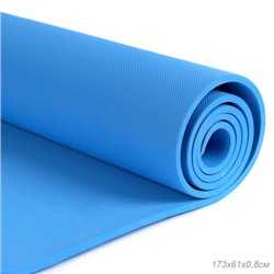 Коврик для йоги и фитнеса спортивный гимнастический EVA 8мм. 173х61х0,8 цвет: голубой / YM-EVA-8B / уп 20