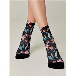 CONTE FANTASY Плотные носки с черным мыском и рисунком «Flowers»