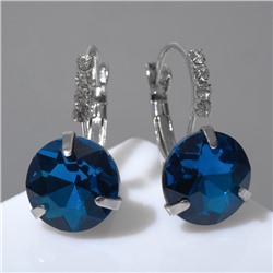 Серьги со стразами "Подари нежность" кристалл, цвет синий в серебре