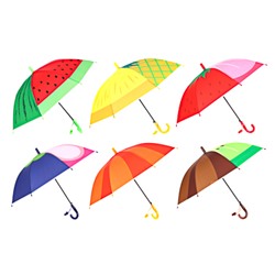 Зонт-трость детский, сплав, пластик, ПВХ,  длина 47см, 8 спиц, 6 дизайнов,10598-7