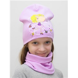 Комплект для девочки шапка+снуд Счастье, размер 50-52,  хлопок 95%