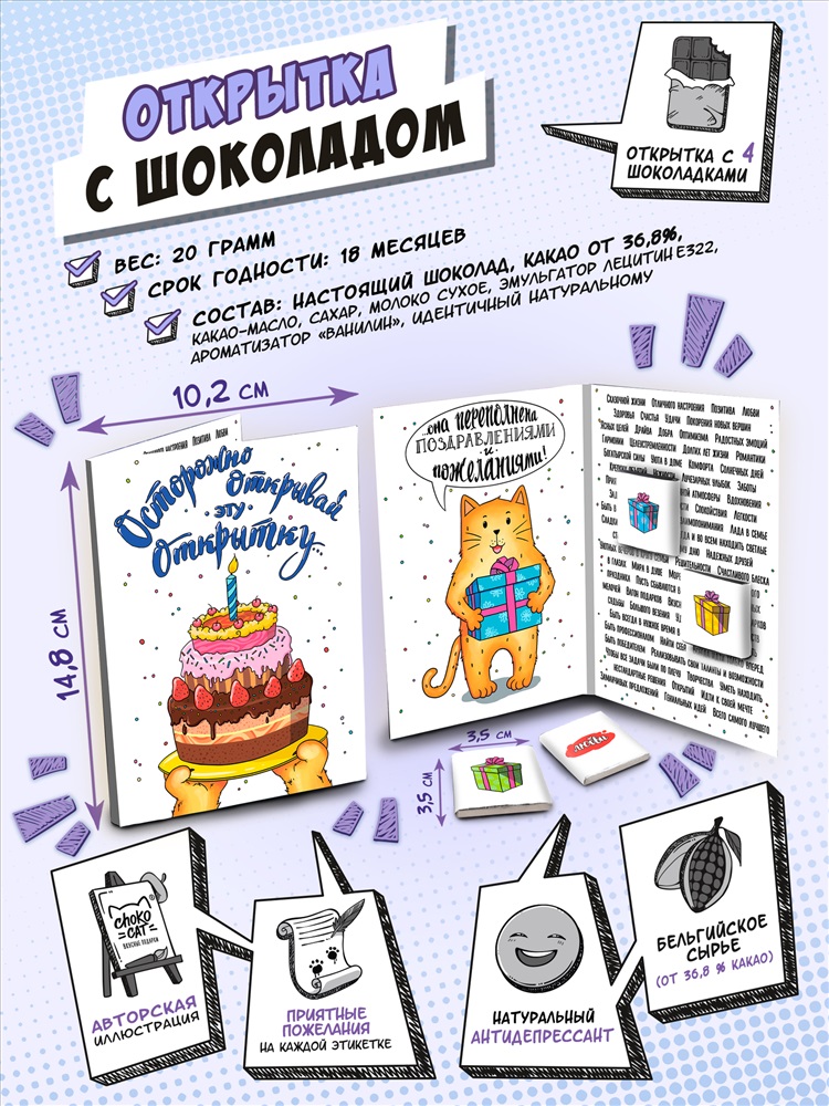 Сахарная открытка «С днем рождения!» 1 шт. d-7,5 см
