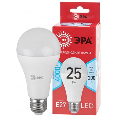 Лампа светодиодная ЭРА RED LINE LED A65-25W-840-E27 R Е27, 25Вт, груша, нейтральный белый свет /1/10/100/