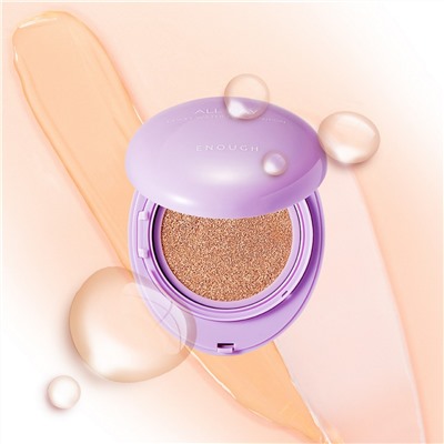 Enough Увлажняющий тональный кушон для лица №13 / All Day Dewey Water Full Cushion SPF 50+ PA++++, cветло-бежевый, 12 г + запаска 12 г