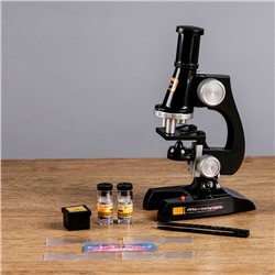 Микроскоп "Юный биолог", кратность увеличения 450х, 200х, 100х, черный
