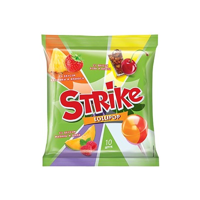 «Strike», карамель на палочке с двойными вкусами, 113 г