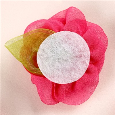 Цветок с лепестками, листиком, из ткани, набор 8 шт., цвет фуксия