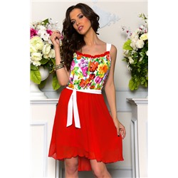 Красное платье с цветами Angela Ricci