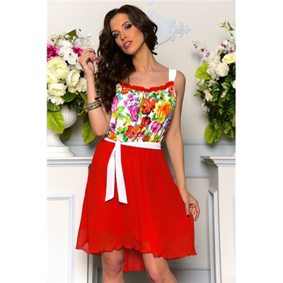 Красное платье с цветами Angela Ricci