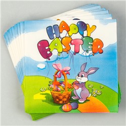 Салфетки бумажные «Счастливой Пасхи» кролик с корзинкой, 33х33 см, набор 20 шт.