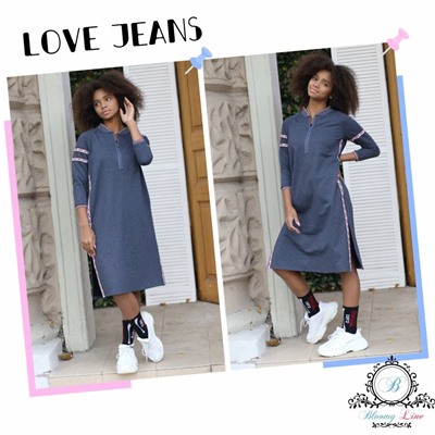 Платье трикотажное с лампасами LOVE LOVE (jeans)