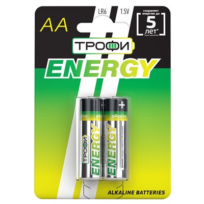 Батарейка AA Трофи LR6 ENERGY Alkaline (2-BL) (20/360) ЦЕНА УКАЗАНА ЗА 2 ШТ