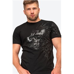 Хлопковая футболка с принтом дракон Happy Fox Размер 56 (579 руб.), Бренд Happy Fox, Материал Кулирная гладь, Цвет дракон.черный.стекло