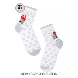 Conte-kids Новогодние носки "Котенок" с пушистой нитью, люрексом, стразами и помпоном