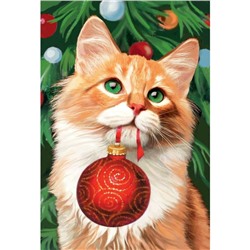 Картина по номерам на холсте с подрамником «Рыжий кот с шариком» 20х30 см