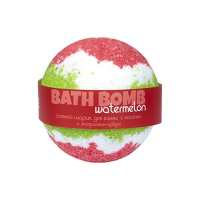 Бурлящий шарик для ванны Watermelon (арбуз, с маслами), 100-120 г