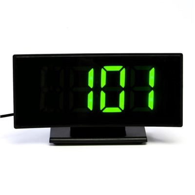 Часы настольные электронные: будильник, термометр, календарь, зеленые цифры, 17х9.5х4.2 см