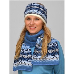Комплект зимний женский повязка+шарф Солита (Цвет светло-синий), размер 56-58, шерсть 50%, мохер 30%