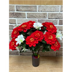 Цветы искусственные декоративные Пион (7 красных и 2 белых) 58 см