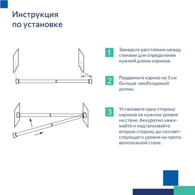 Карниз для ванной комнаты Milardo 011A200M14, 110-200 см, голубой