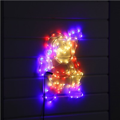 Светодиодная фигура «Дед Мороз», 38 × 50 см, дюралайт, 100 LED, 220 В, свечение красное/зелёное/белое