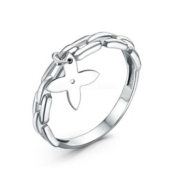 Кольцо женскок серебро форма клевер родированное коллекция quatrefoil