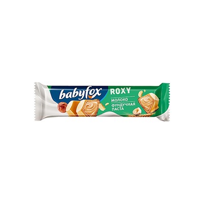 «BabyFox», вафельный батончик Roxy Молоко/фундучная паста, 18,2 г (упаковка 24 шт.)