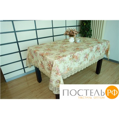 Скатерть "Карвен" цветная с гипюром 160*260 М 613-4 крем (арт. М 613-4)