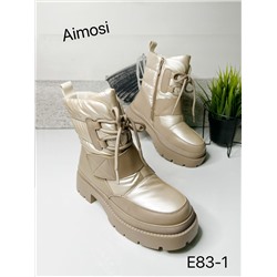Зимние ботинки с натуральным мехом E83-1 бежевые
