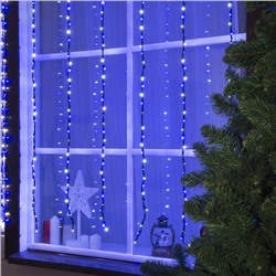 Гирлянда «Водопад» 2 × 1.5 м, IP44, тёмная нить, 400 LED, свечение бело-синее, 8 режимов, 220 В