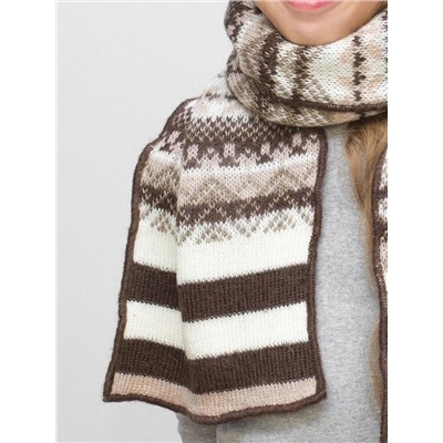 Комплект зимний для девочки шапка+шарф Ульяна (Цвет коричневый), размер 54-56, шерсть 70%
