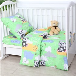 Постельное бельё BABY Панда, цвет зелёный, 112х147см,110х150см, 60х60см, бязь 142гр/м, 100% хлопок