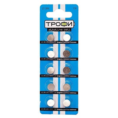 Элемент марганцево-щелочный Трофи G 7 Button Cell (10-BL) (200/1600) ЦЕНА УКАЗАНА ЗА 10 ШТ