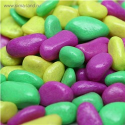 Галька декоративная, флуоресцентная микс: лимонный, зеленый, пурпурный, 800 г, фр.8-12 мм