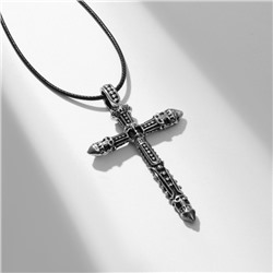 Кулон унисекс "Крест" с черепом, цвет чернёное серебро на чёрном шнурке, 51 см