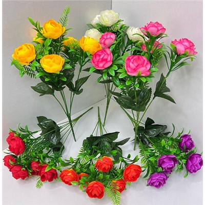 Цветы искусственные декоративные Пионы (6 бутонов) + папоротник 35 см