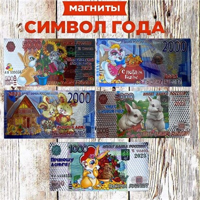 Магнит купюра рубли  2023 ,ассорти 11x6x0,5см