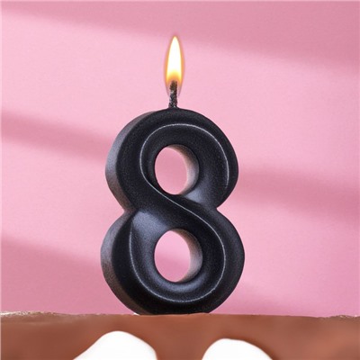 Свеча в торт "Грань", цифра 8, черный металлик, 7.8 см 7442706
