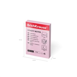 ErichKrause® Бумага для заметок с клеевым краем 50х75 мм 100 листов, розовый, арт.11574
