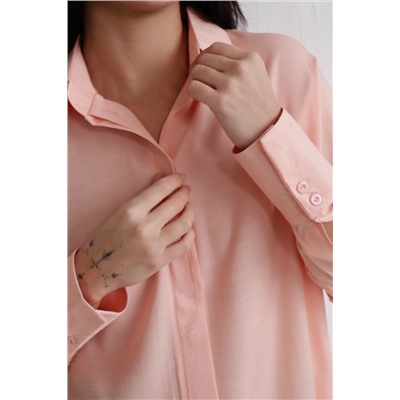 10792 Базовая удлинённая рубашка нежно-розовая (остаток: 46)