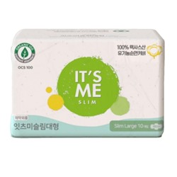 ITS ME Прокладки женские гигиенические с крылышками / Slim Organic Cotton Pads Large, 280 мм, 4 капли, 10 шт.