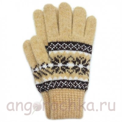 Бежевые шерстяные перчатки - 400.153