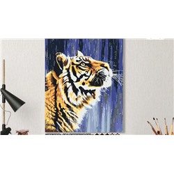 Картина по номерам на холсте 50х40 см. «Тигр под дождём». TM Selfica