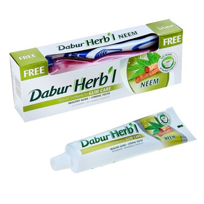 Набор Dabur Herb'l ним: зубная паста, 150 г + зубная щётка