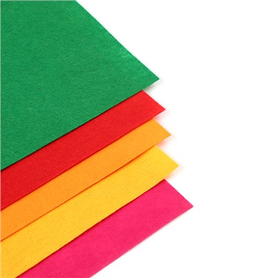 Набор лоскута для рукоделия фетр, толщина 1 мм, 5 цветов, 50 × 50 см
