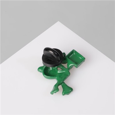 Значок «Лягушонок» с магнитофоном, цвет зелёный