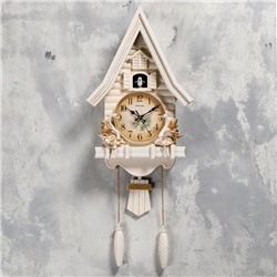 Часы настенные, серия: Маятник, "Лебеди", плавный ход, 63 х 8 х 32 см, белые