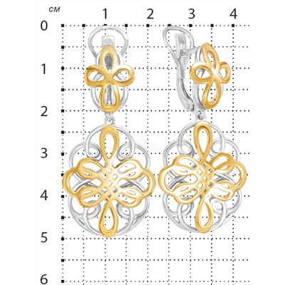 Серьги из золочёного и родированного серебра