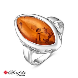 Серебряное кольцо 925 пробы с янтарем - 576